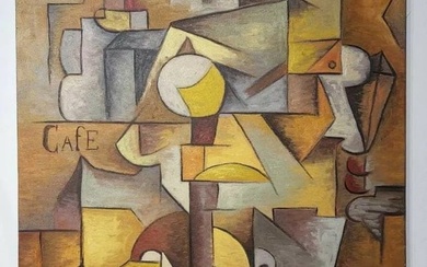 FINE Antique Oil Canvas Painting Cubism / "Style Of Pablo Picasso "IMPRESSIVE"