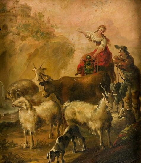 FOLLOWER OF NICOLAS BERGHEM (18th century) "Pastoral