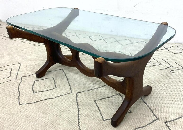 FRED CAMP 77 Glass Top Modern Coffee Table. Studio Wood