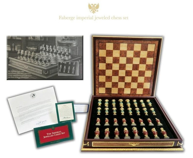 Faberge Imperial Jeweled Chess Set with COA