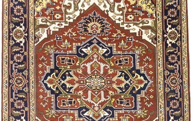 Farmhouse Decor Geometric Design 8X10 Heriz Serapi Oriental Rug Boho Wool Carpet