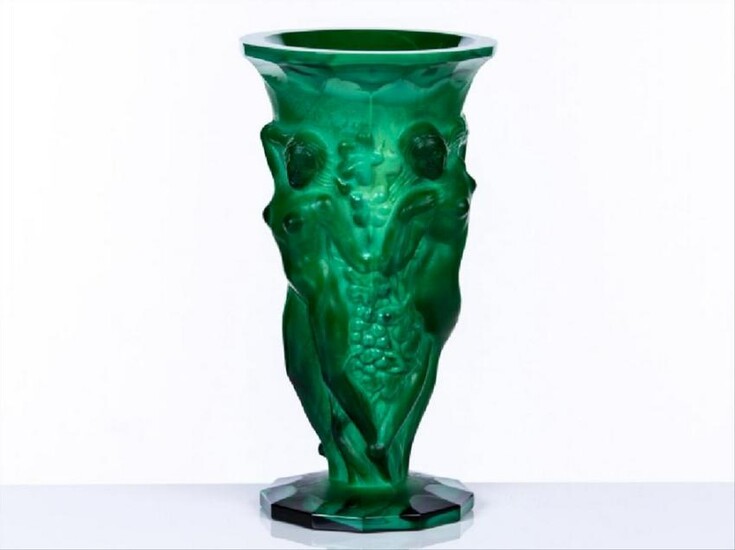 Figural Glass Vase With Malachite Base
