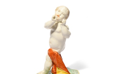 Figure de Nymphenburg représentant un putto de la série des Dieux d'Ovide, vers 1770, modelée...