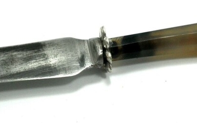 For Experts! Antique Brit Mila Knife with a Carved Agate Handle