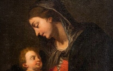 Französische Schule des XVII.-XVIII. Jahrhunderts - Die Madonna mit dem gewickelten Jesuskind