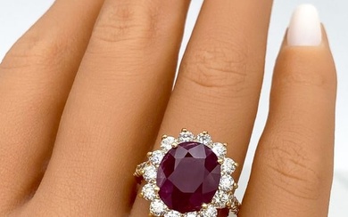 GIA Burmese Ruby And Diamond Ring, 18k Gold