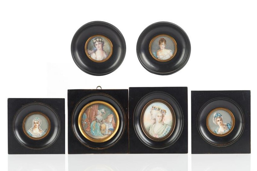 GROUP OF SIX FRENCH PORTRAIT MINIATURES