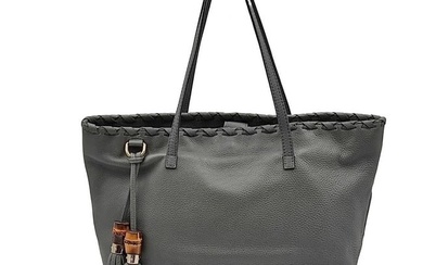 GUCCI Shopper Tote Bamboo bag in gray leather