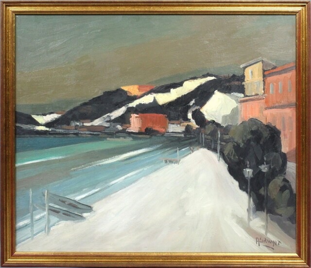 Gaeta, olio su tela 60x70 cm,entro cornice., Achille Sdruscia (1910 - 1994)