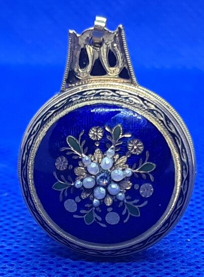 Geneve - 18kt. Prunk Emaille Savonette mit Perlen und Diamant - Women - Schweiz 1896