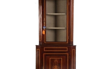 George IV Style Mahogany Inlaid Corner Cupboard