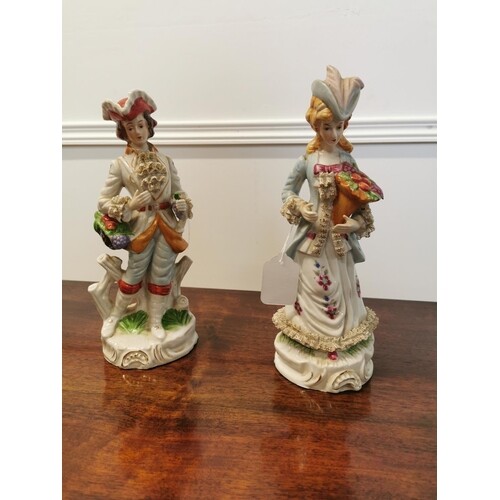 German ceramic figures of a Lady and Gentleman {31 cm H}.