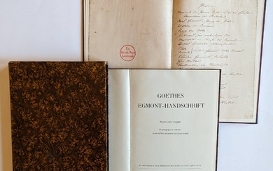 [Goethe, J.W. von]. Hansen, W. (ed.). Goethes Egmont-Handschrift. Berlin, Maximilian-Verlag,...