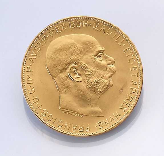 Gold coin, 100 kroner, Austria-Hungary, 1915 ,...