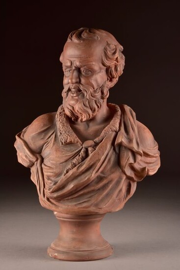 Goldscheider Porcelain Manufactory and Majolica Factory - Sculpture, large bust of a man with beard - 53 cm (1) - Terracotta - about 1900