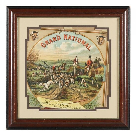 Grand National Brand Antique Framed Tobacco Label