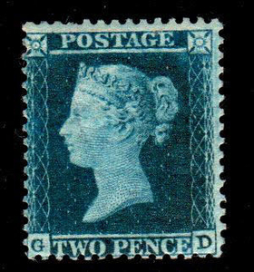 Great Britain 1854 - 2p blue perforated 14 W4 - Stanley Gibbons N. 34