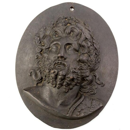 Greek Cast Iron Cameo Medallion Relief Plaque