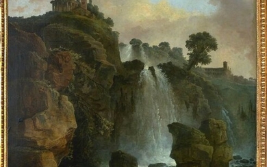 * HUBERT ROBERT (PARIS 1733-1808) LES CASCATELLES DE TIVOLI Toile. 241 x 217 cm Depuis...