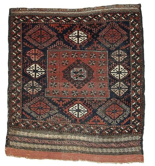 Handmade antique collectible Afghan Baluch rug 2.7' x