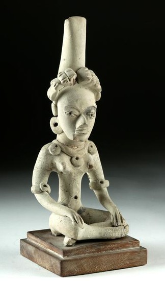 Huastec Pottery Seated Figure w/ Headdress