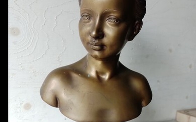 Hunt, dal modello di Jean-Antoine Houdon - Sculpture, Louise Brongniart - Bronze - Mid 20th century