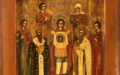 Icon - Assembly of Saints with Archangel Michael - Wood