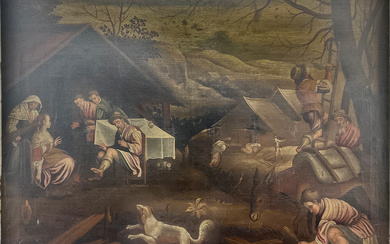 Ignoto, da Jacopo Bassano Antico dipinto raffigurante "Allegoria dell'inverno" olio su tela (cm 99x125) (difetti e restauri)