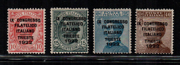 Italy Kingdom 1922 - 9th Philatelic Congress complete set - Sassone N. 123/126