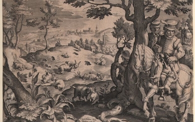 Jan van der Straet ( 1523 - 1605 )- The King of England Hunting for Rabbits