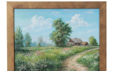 Jevgenijus Litvinas Landscape Oil Painting "Country Road," 2022