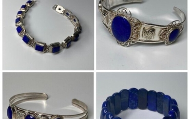 Jewellery (4) - Lapis Lazuli, Silver, Sterling silver 925 - Afghanistan - 20th century