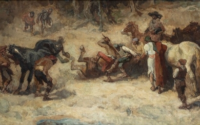 Johannes Hendrikus Jurres (1875-1946), Scene from Don Quichote, oil on...