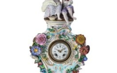 A Mantel Clock on a Base, Meissen, Late 19th Century