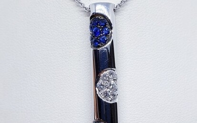 Koesia - 18 kt. White gold - Necklace with pendant - 0.24 ct Diamond - Sapphires