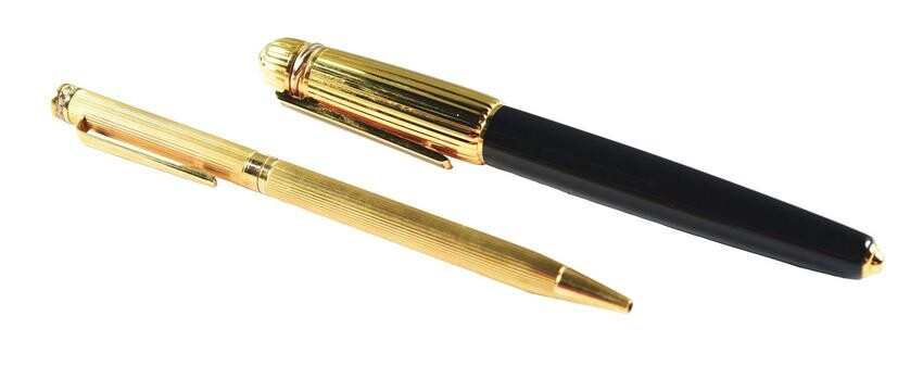 LOT OF 2: PENS, CARTIER AND GOLD.