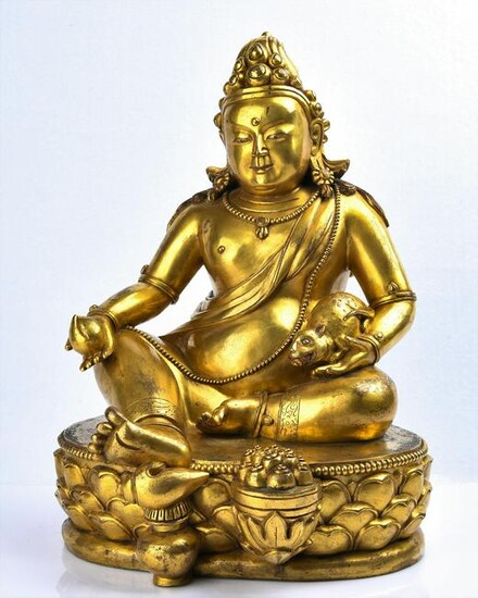 Large Gilt Bronze Figure Of Vaisravana