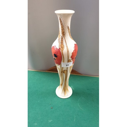 Large Poppy Pattern Moorcroft Vase With Original Price Ticke...