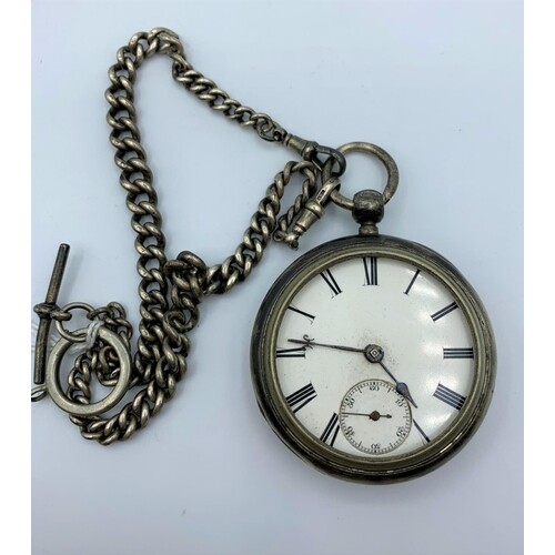 Late 19th Century Silver Pocket Watch With Key Wind Plus a D...