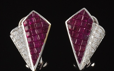 Levian Fine Diamond and Ruby Earrings