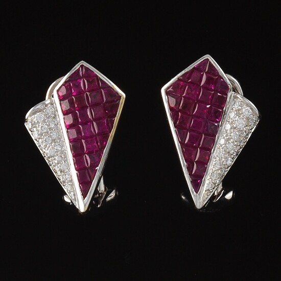 Levian Fine Diamond and Ruby Earrings