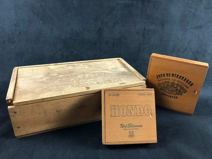 Lot Of 3 Vintage Cigar Wooden Boxes Honda Nat Sherman