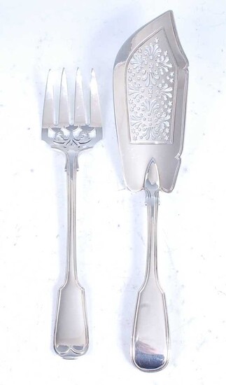 A matched pair of Victorian silver fish servers