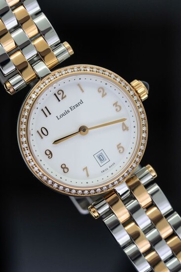 Louis Erard - 60 Diamonds for 0.30 Carat Cabochon Sapphire 2 Tone IP Rose Gold Swiss Made - 10800SB40.BMA26 - Women - BRAND NEW