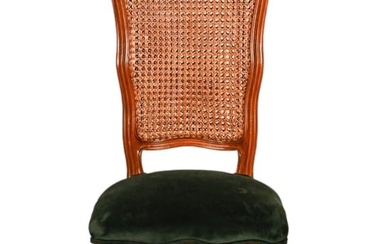 Louis XV Style Carved Upholstered Cane Back Chair