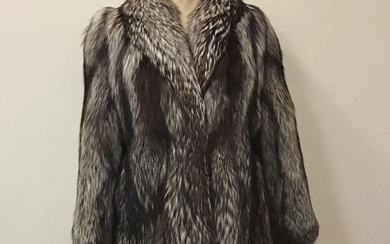 Luxury Silver Fox Fur Coat