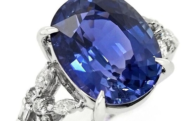 MAGNIFICENT - 7.72ctw NATURAL NOT-TREATED SAPPHIRE and Natural Diamonds - IGI Report - 18 kt. White gold - Ring Sapphire