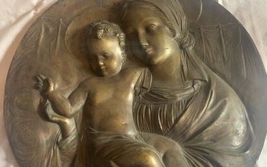 Madonna and child, Relief (1) - Brass - Early 20th century