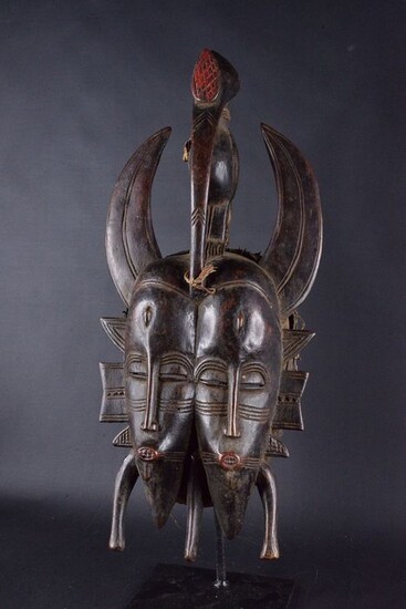 Mask - Plant fibre, Wood - Senufo - Ivory Coast - 42 cm