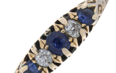 Mid 20th century 18ct gold sapphire & diamond ring